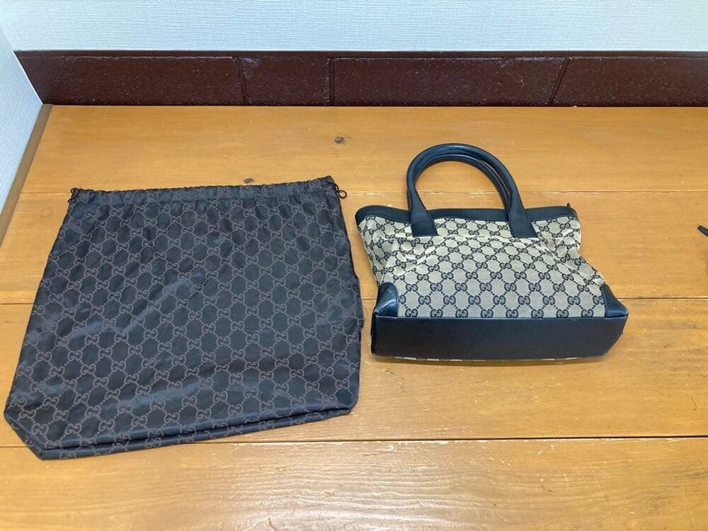 Vintage Gucci GG Canvas Mini Tote – Black Leather